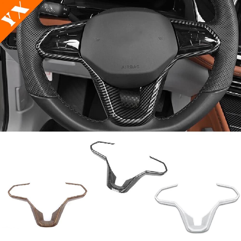 Carbon Wood Grain Car Steering Wheel Switch Deco Panel For VW Volkswagen Variant Polo Golf Passat Taigo Teramont Atlas 2021 2022