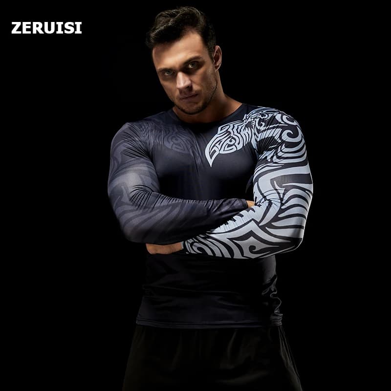 Men’ S Compression  T Shirts Long Sleeve Tight Tops For Gym Running Regular Fit Clothing