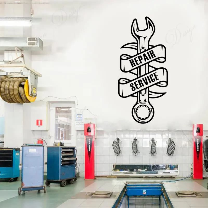 Repair Service Logo Vinyl Wall Decals Auto Car Salon Sign Garage Decorations Mechanic Station Window Sticker Removable Art 4423