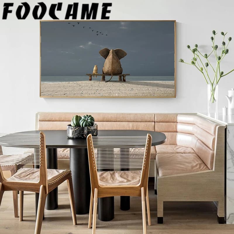 Elephant Creativity Landscape Painting Abstract Nordic Canvas Print Animal Posters Art Living Room Home Decoration Wall Pictures