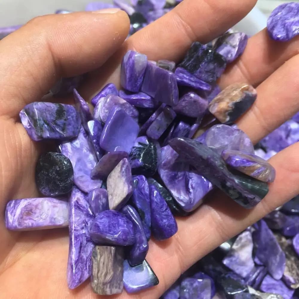 Natural Charoite Healing Crystal Purple Charoite Tumbled Stone