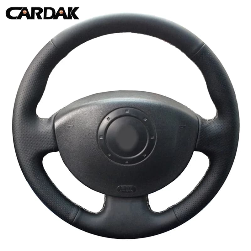 CARDAK DIY Black Artificial Leather Car Steering Wheel Cover For Renault Megane 2 2003-2008 Scenic 2 2003-2010 Kangoo 2008-2012