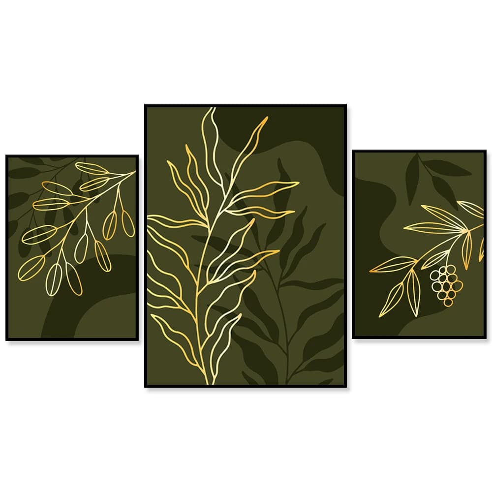 Golden Botanical Posters - Botanical Abstract Home Decoration Wall Art Home - Boho Decor Bedroom - Printable Poster