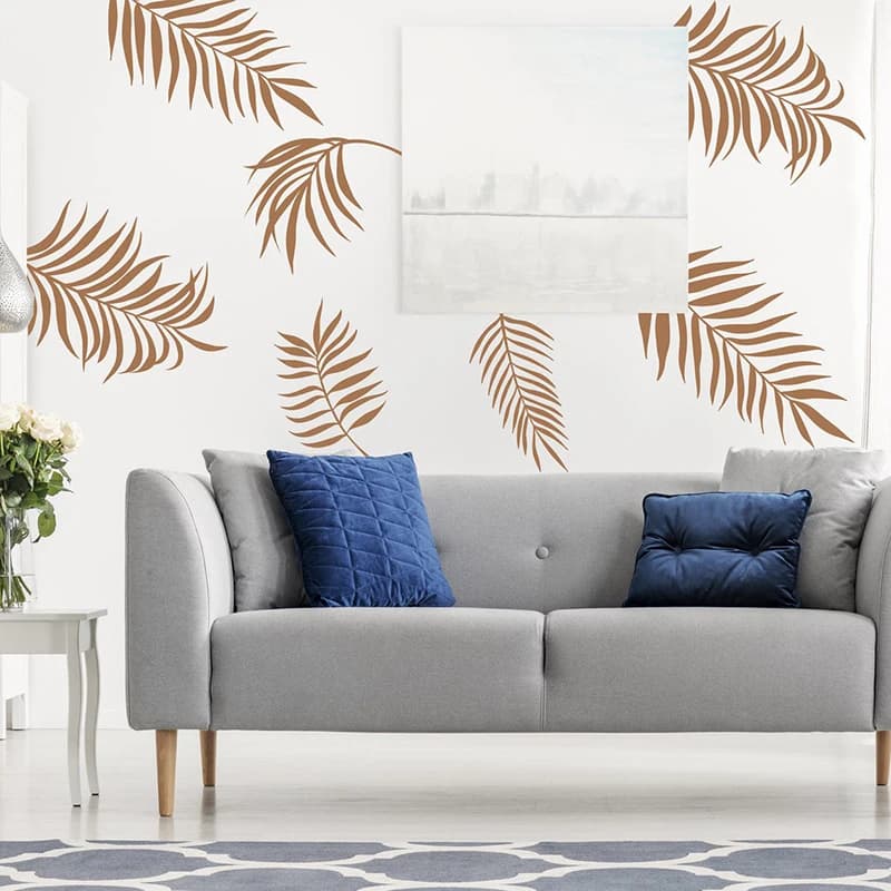 Large 7 Style Palm Leaves Nature Tree Wall Sticker Sofa Bedroom Forest Palm Tree Leaf Nature Wall Decal Kids Room Vinyl Decor