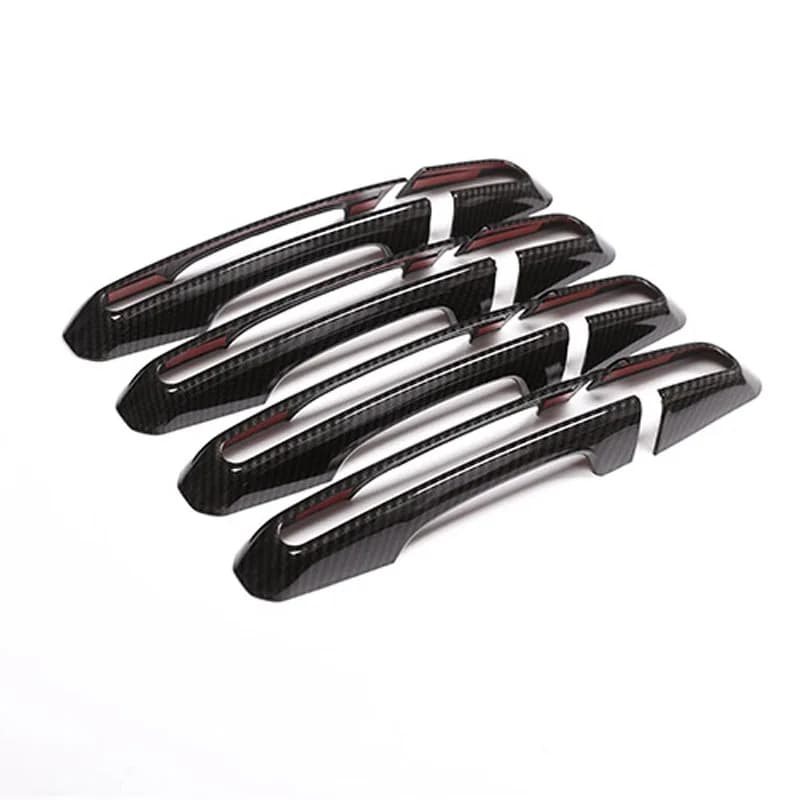 Car ABS Chrome Carbon Fiber Style Exterior Door Handle Cover Trim Accessories For Jaguar XE XFL F-Pace X761 2017 2018