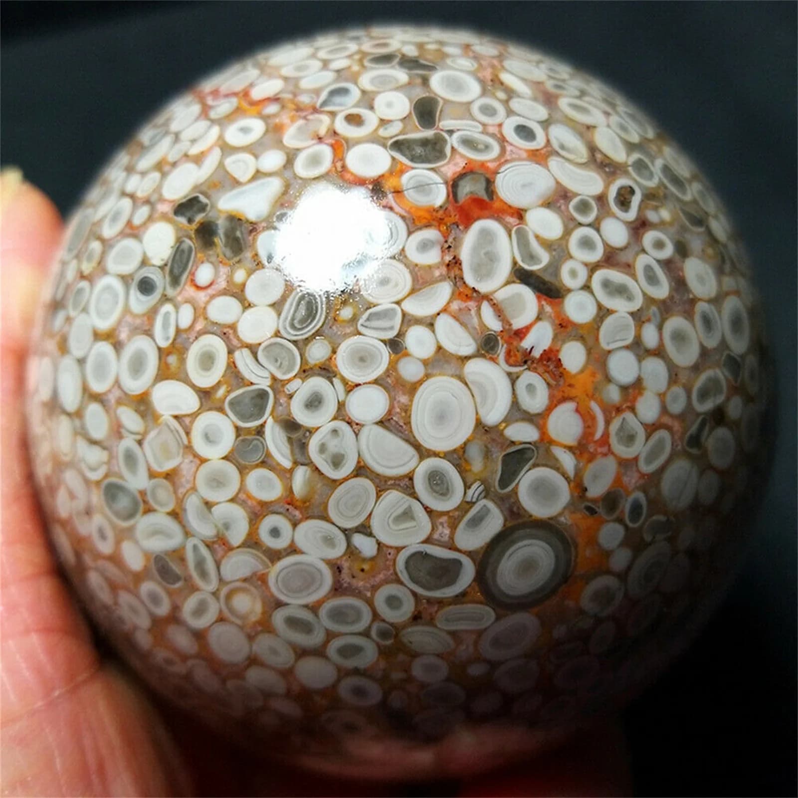 Natural Marine Fisheye Jade Ball, Crystal Quartz Ore Ball, Mineral Reiki Healing Stone, Energy Ball Degaussing