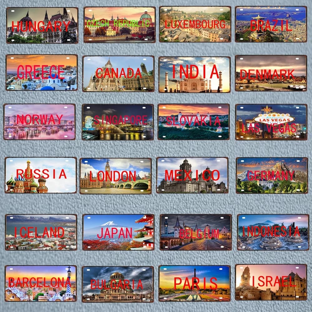 30X15cm City County Sign Plaque Metal Vintage Travel Souvenir Wall Home Cafe Shop Restaurant Decoration Poster Cuadros DC-0085B