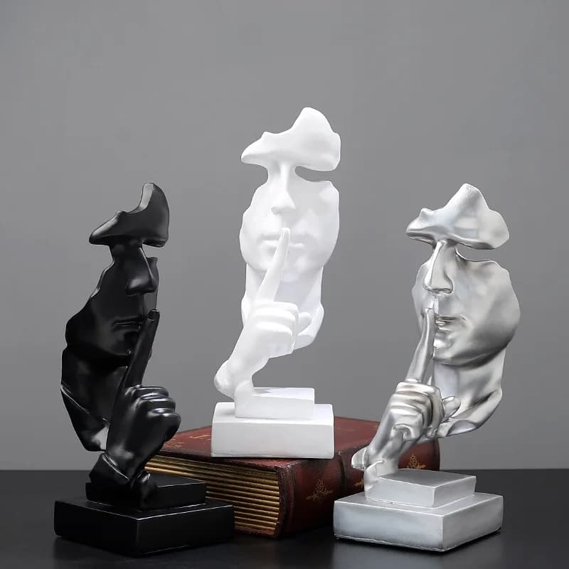 Creative Home Artwork Statue Silence Modern Art Resin Sculpture Resin Crafts Retro Ornaments Office Desktop Decoration  Craft