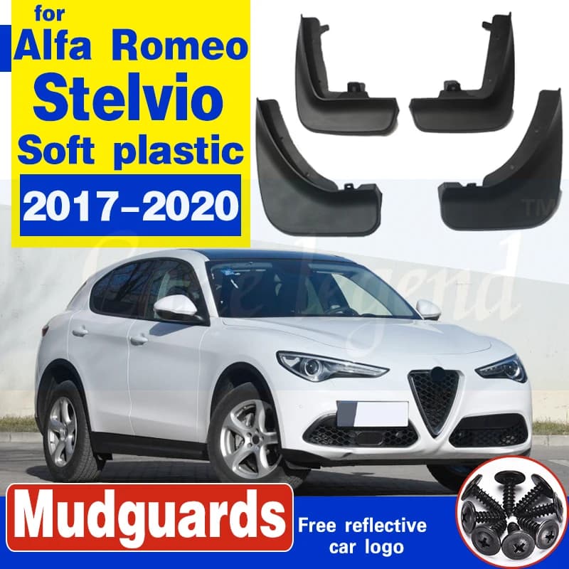 Car Mudflaps Front Rear Mudguards For Alfa Romeo Stelvio 2017-2020 Splash Guards Mud Flap Car Fender Soft Plastic Accessories