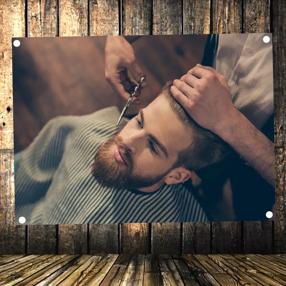 Vintage Barber Shop Decoration Hair Salon Tattoo Flag Haircut Poster Store Sign Banner Wall Hanging Canvas Print Art Tapestry