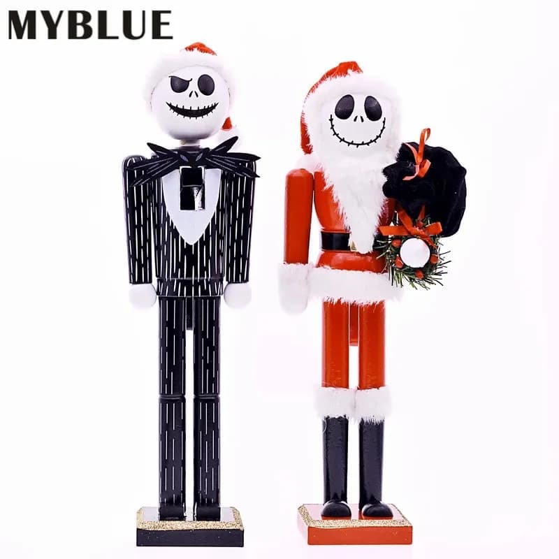 Christmas Decoration Nutcrackers MYBLUE New Year Halloween Skull Statue Nutcracker Sculpture Figurine Home Room Decoration