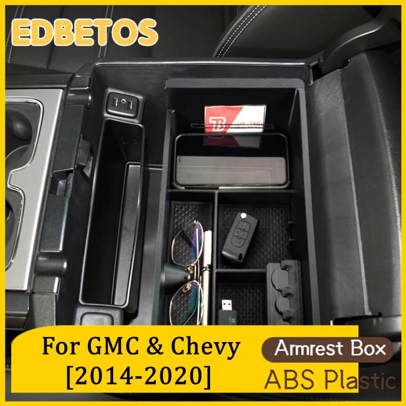 Car Armrest Storage Box Tray For 2015-2020 GMC Yukon/Yukon XL and Chevy Tahoe/Suburban Accessories Center Conosle Organizer Tray