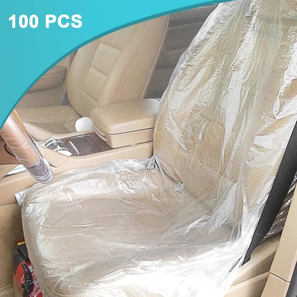 Automotive Disposable Seat Cover General Plastic Transparent for Vehicle Supplies 100pcs