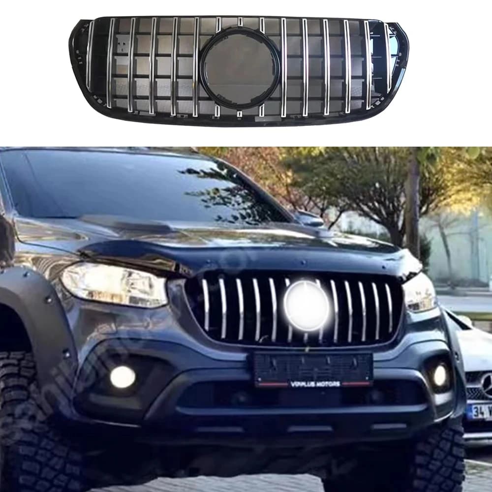 Black Chrome Front Middle Grille Racing Grill Grills Fit For Mercedes Benz x-class AMG 2018 2019 ABS GT style Truck Pick Up