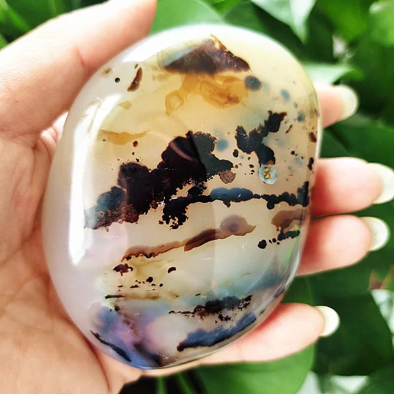 Natural crystal anau waterplant plant agate stonePalm stone plaything stone yoga stone exercise stone material