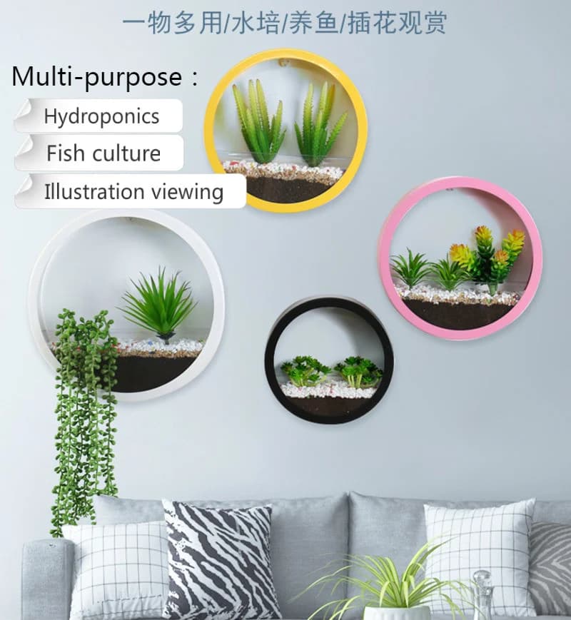 Modern Round Wall Vase  Container Home  Room  Hanging Basket Flower Pot Wall Decor Succulent Plant Planter Garden Vase