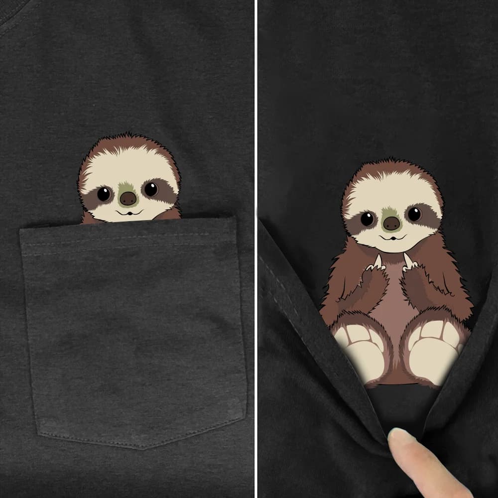 PLstar Cosmos T Shirt summer pocket Sloth I Do What I Want printed t-shirt men for women shirts tops funny cotton black tees