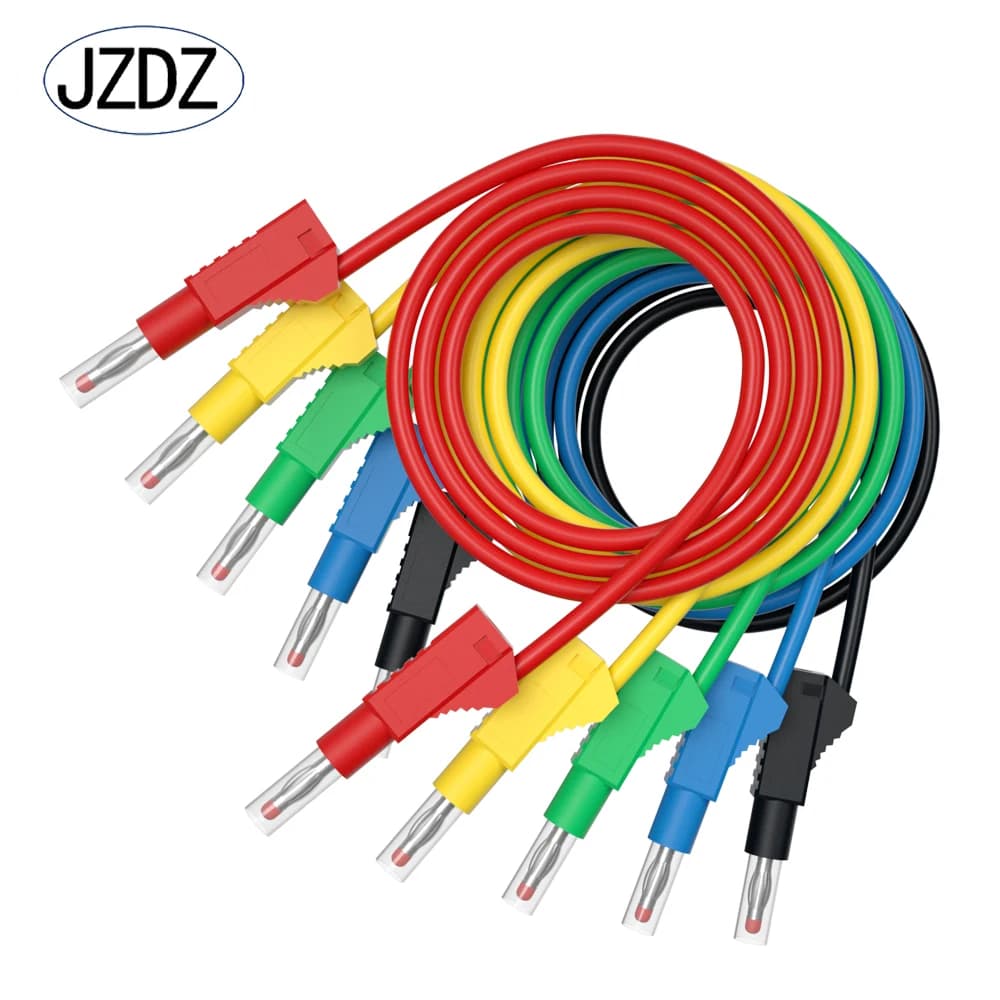 JZDZ 5pcs Multi-meter Test Leads 4mm Retractable Banana Plug Cable Jumper Wire Line Security 5 Colors Test Tool DIY J.70022