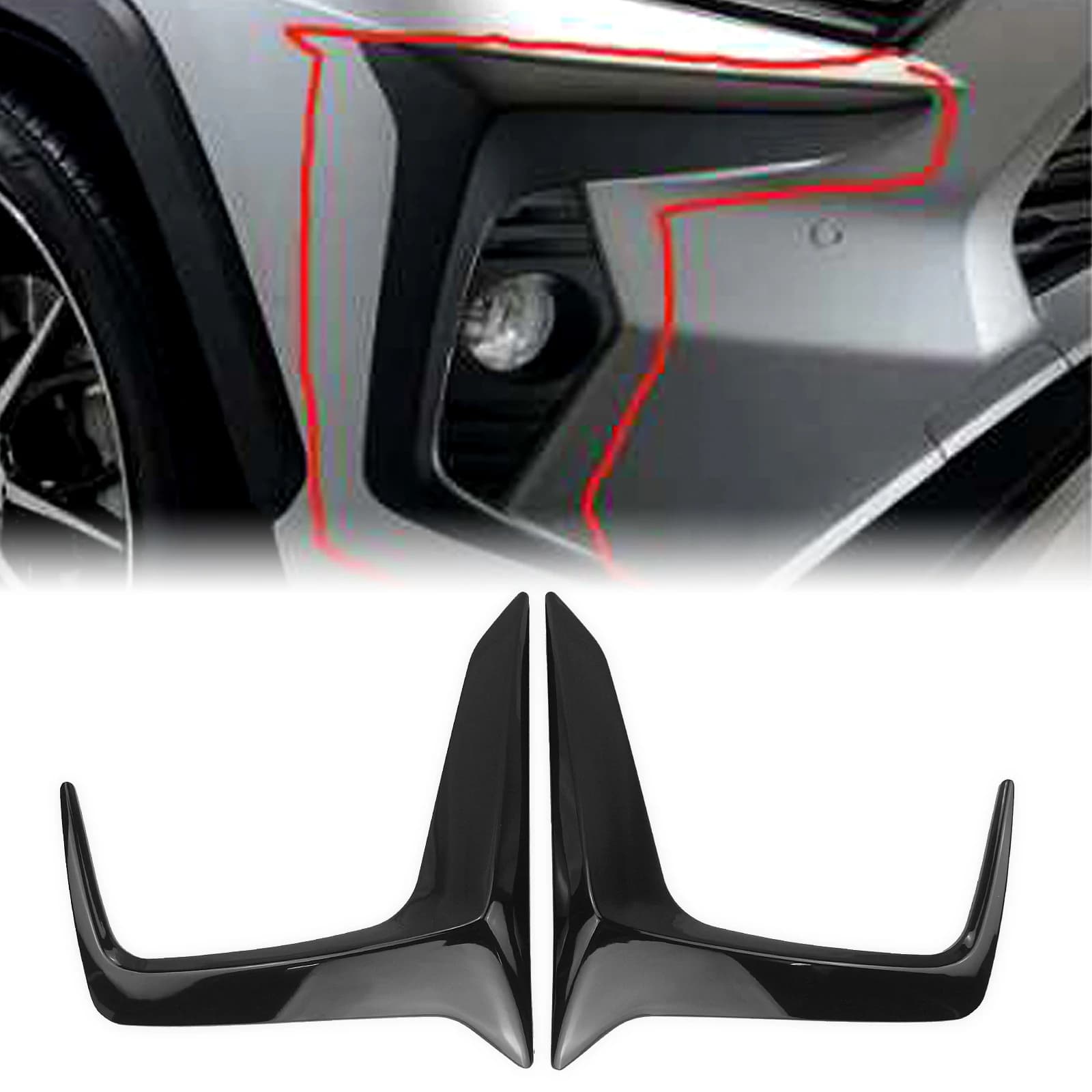 For Toyota RAV4 RAV 4 2019 2020 2021-2024 Front Bumper Fog Light Frame Splitter Air Intake Vent Lamp Cover Spoiler Eyebrow Bezel