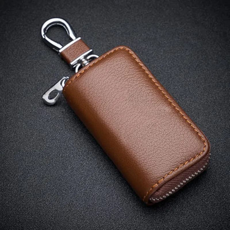 Premium leather Car Key Cover Case Metal Keychain Keyring Key Wallet Automobie Key Pouch For Men Women Housekeeper Keys Bag