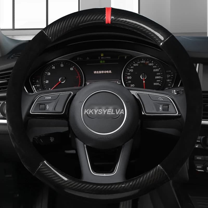 Car Carbon Fiber Leather Sport Car Steering Wheel Cover Non-slip for Audi A1 8X A2 A3 Q3 Q5 Q2 A4 A5 A6 Avant Auto Accessories