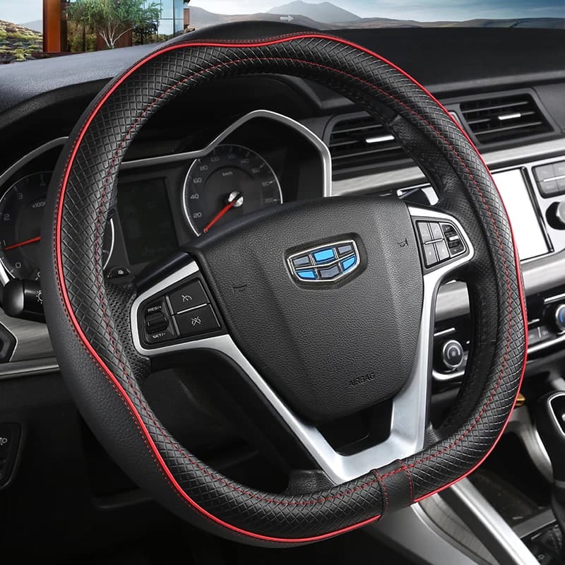 D Type Car Steering Wheel Cover Wrap For Geely Atlas 2016 - 2021 Coolray I 2020 2021 Emgrand 7 2018 - 2021 Emgrand GT 2015- 2021