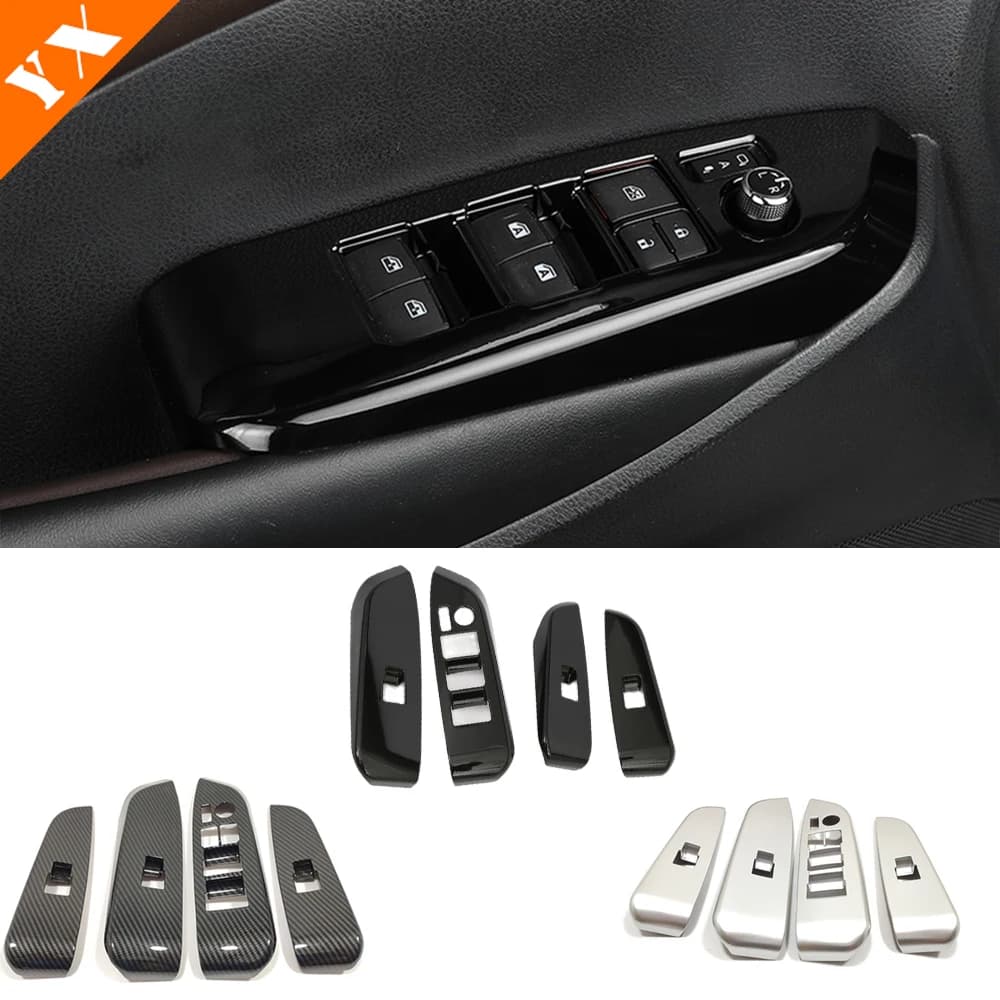 Carbon Silver Black For Highlander Kluger 2014 - 2018 Accessories Car Door Armrest Window Glass Lift Control Switch Cover Trim