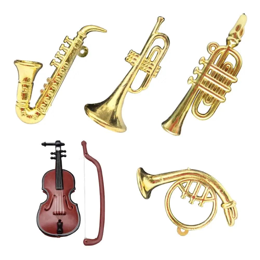HOT SALE ！！！New Arrival 1/12 Dollhouse Miniature Plastic Violin Saxophone Model Musical Instrument Decor Wholesale Dropshipping
