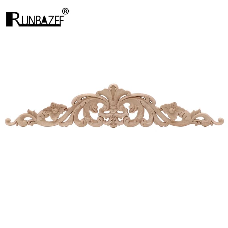 RUNBAZEF Vintage Wood Carvings Decals Long Corner Frames Doors Decorative Walls Decorations Wooden Statues Figurines Miniatures