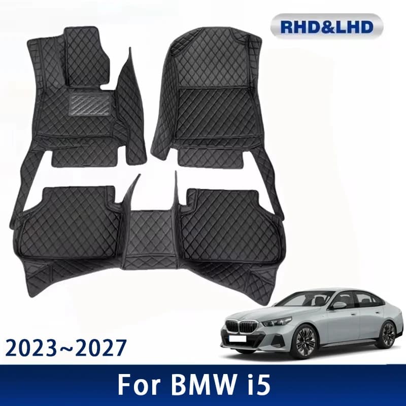 Car Floor Mats For BMW i5 Sedan 2023 2024 2025 2026 2027 Waterproof Custom Leather Auto Foot Pads Carpet Interior Accessories