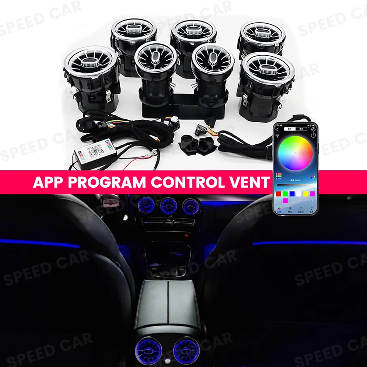 256 Color App Control Ventilation Opening For Benz W205 W213 W222 W177 W117 GLA BLB GLC GLE Upgrade Turbine Vent