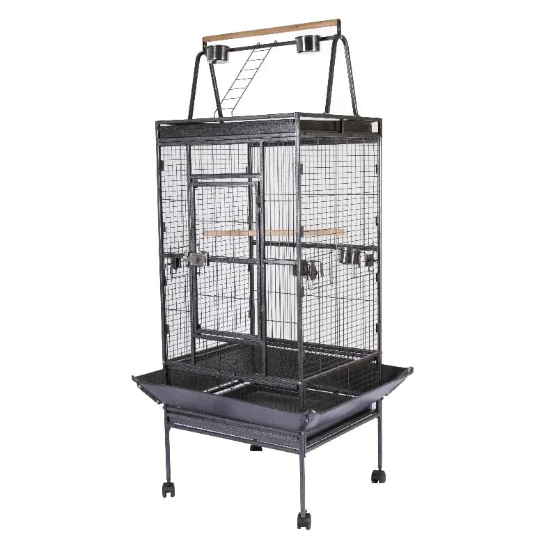 Factory Direct Large Metal Bird Cage for African Grey Parrot Breeding Iron Wood Bird Carrier with Button Closure Box Packing