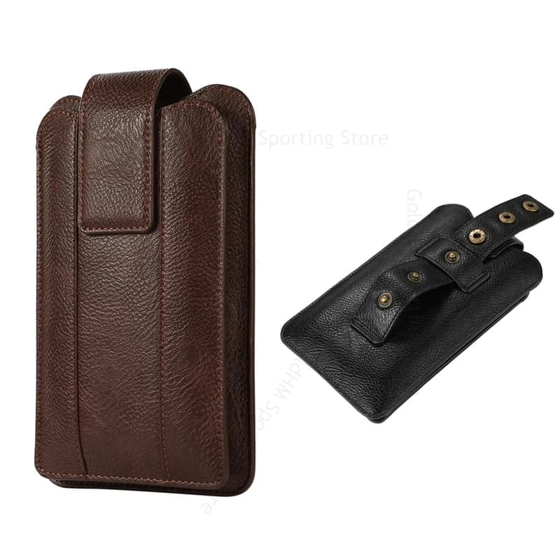 Adjustable Pocket Leather Phone Pouch For iPhone Apple 18 Pro Max 17 Air 16E 16 Plus 15 Pro Max Case Belt Dual Layers Waist Bag