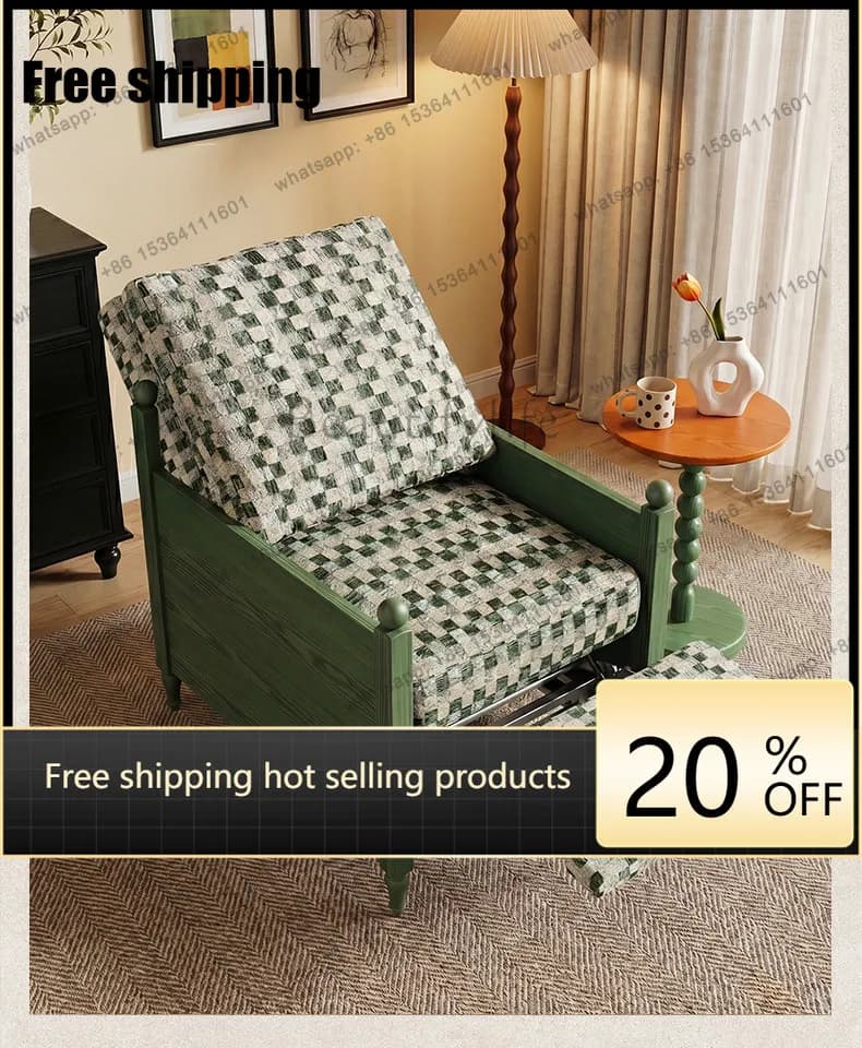 FG French retro style solid wood single sofa bed chair casual armrest electric back chair