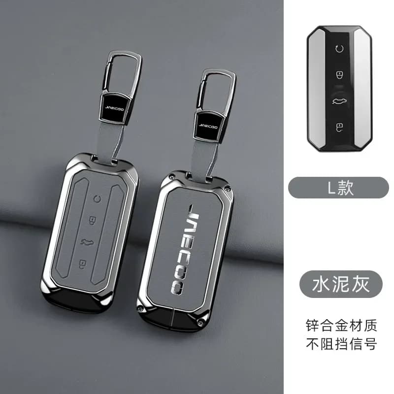 Car Zinc Alloy Leather Key Case Cover Holder For Chery Jaecoo J5 J7 2025 Car Interior Accessories Key Protective Chain