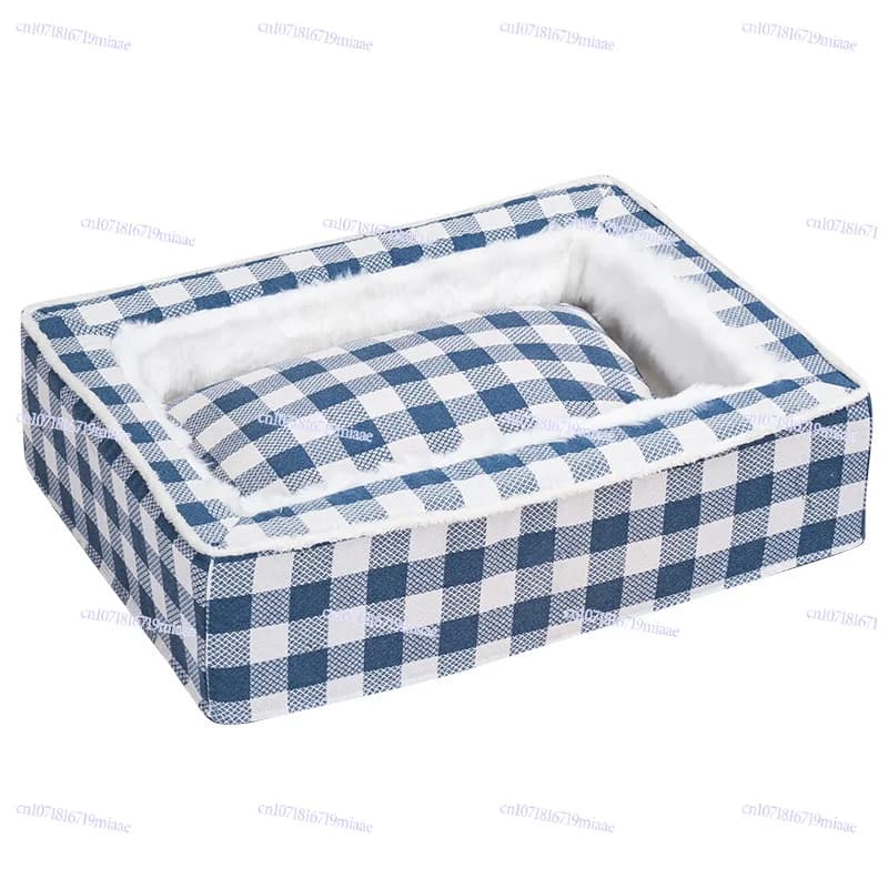Cat dog universal dog cat winter deep sleep square lattice bed small dog kennel pet nest