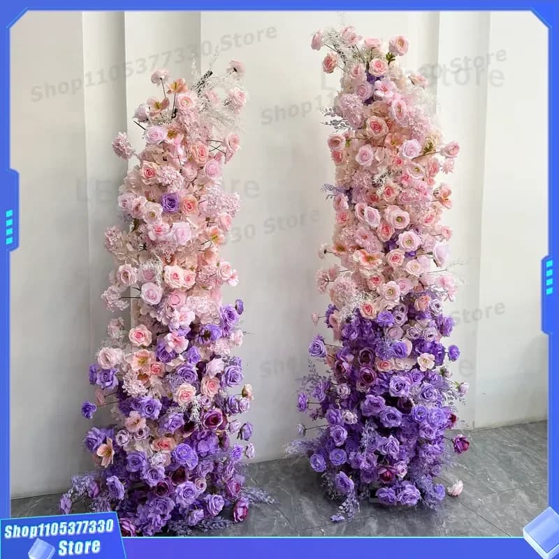Mori Style Wedding Arch Decoration with Monet Inspired Horn Floral Arrangement Simulation Flowers for Window Scene Display
