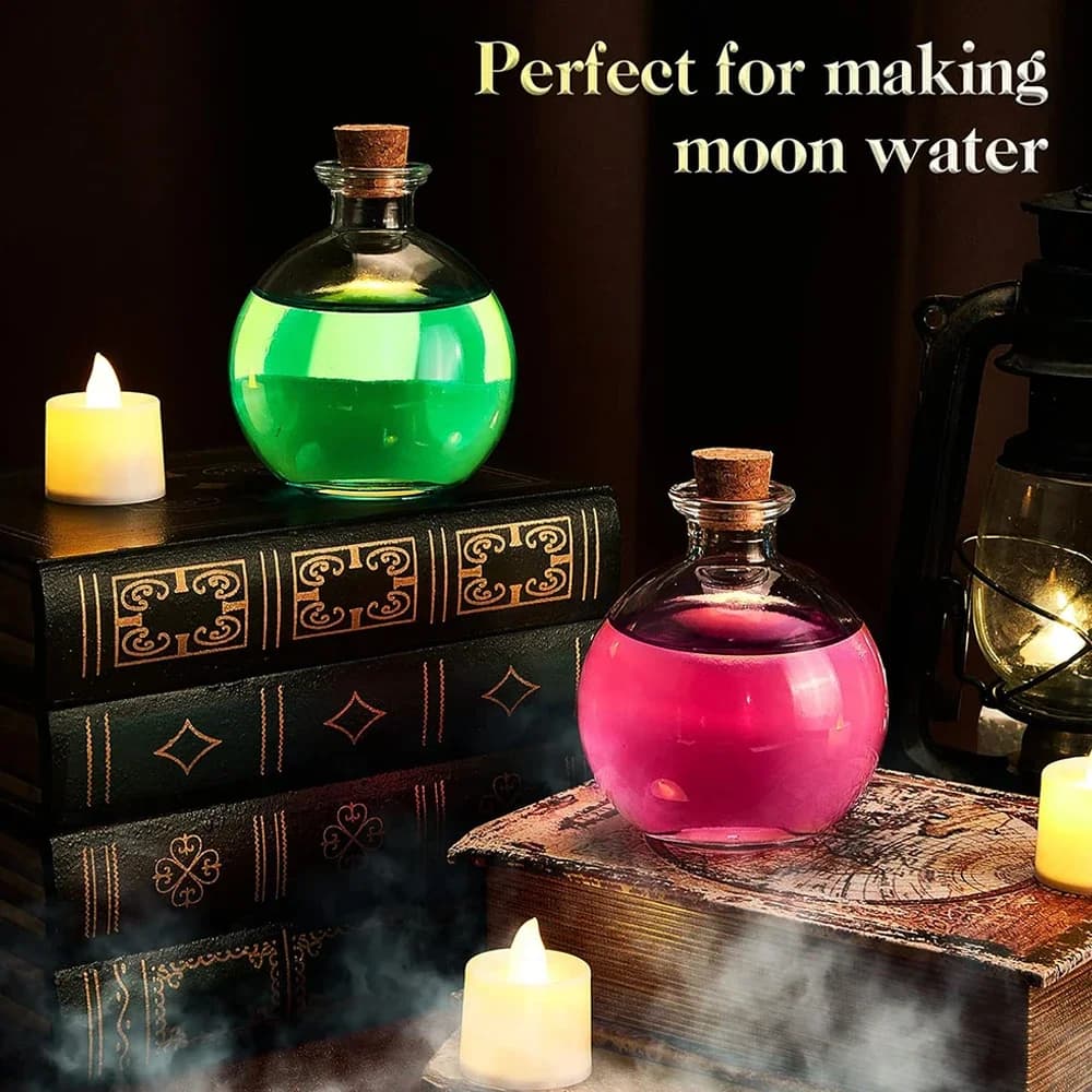 Large Spherical Glass Potion Bottles Clear round Jars for Halloween Christmas Decorative Vases Costume Accessories