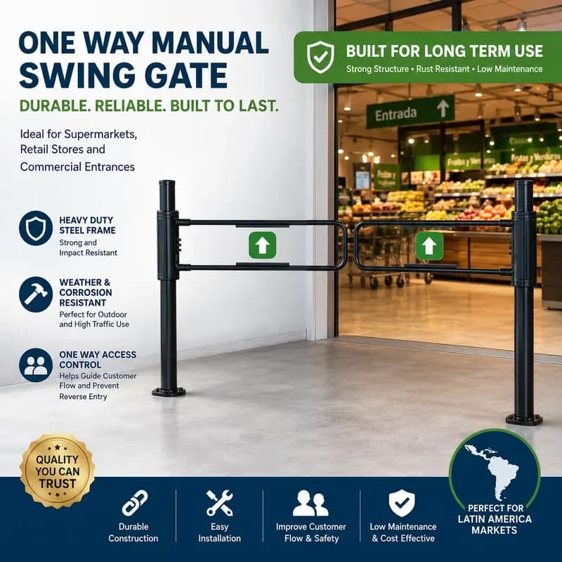 Manual Swing Gate Turnstile for Supermarket Entrance One Way Access Control Gate