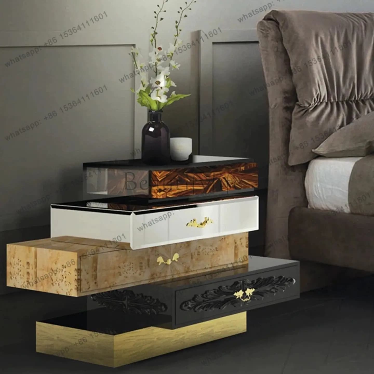 Italian light luxury high-end irregular bedside table living room home locker