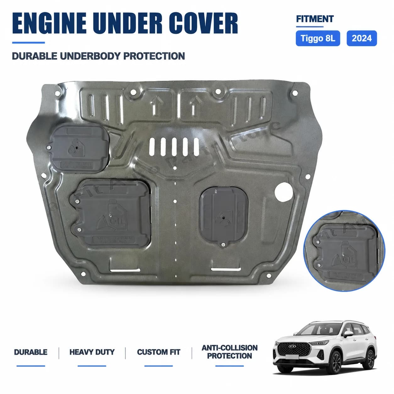 Custom Fit Engine Skid Plate For Chery Tiggo 8L 2024 Heavy Duty Underbody Protection Anti Collision Design Daily Driving