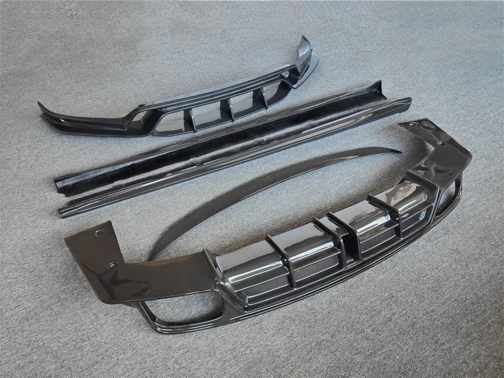 For  2018-2021 Coupe Modification Carbon Fiber Front Bumper Edge Rear Diffuser Side Skirt Spoiler Body Kit