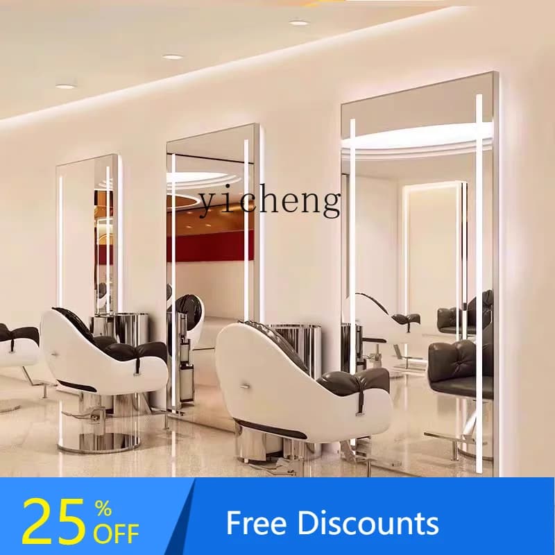 AA  square haircut mirror table hairdressing mirror LED intelligent lighting mirror