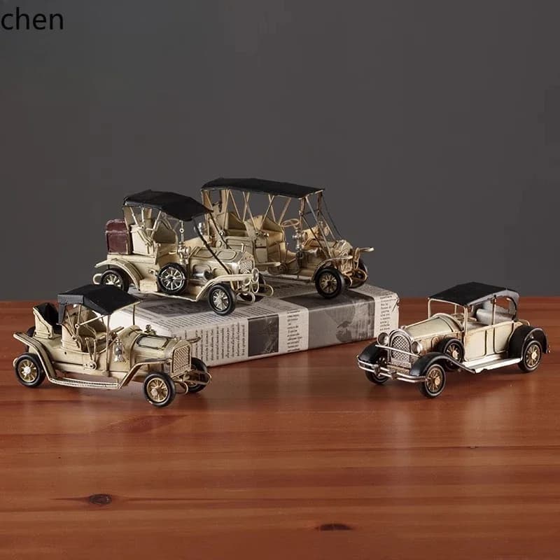L20- Retro Nostalgic Vintage Car Model Ornament Home Desktop Living Room Wine Cinet Decoration