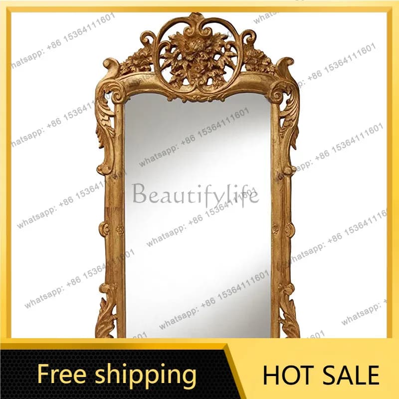 LS French retro vanity vanity mirror wall-mounted bathroom fireplace background porch decorative mirror