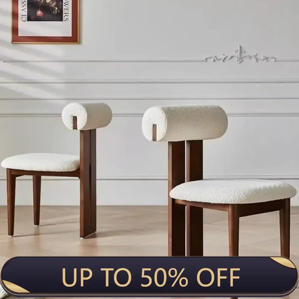 Nordic French Vintage Solid Wood Dining Chair - Mid-Century Retro Backrest Hippo Chair for Home, Living Room & Vanity