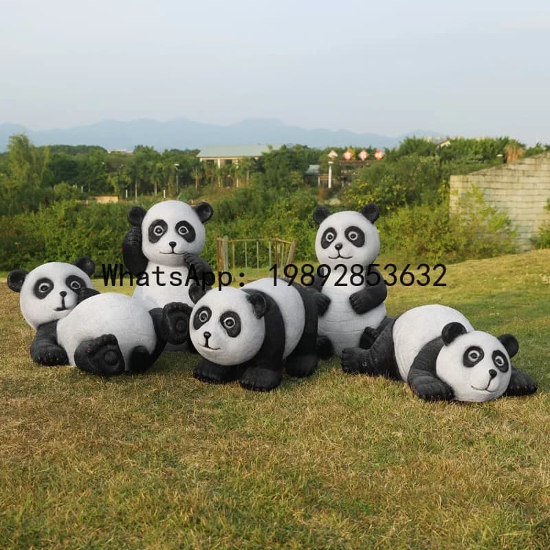 FZ  Imitation Panda Figurine Outdoor Fiberglass Sculpture Garden Landscape Mall Hotel Walking Street Decoration