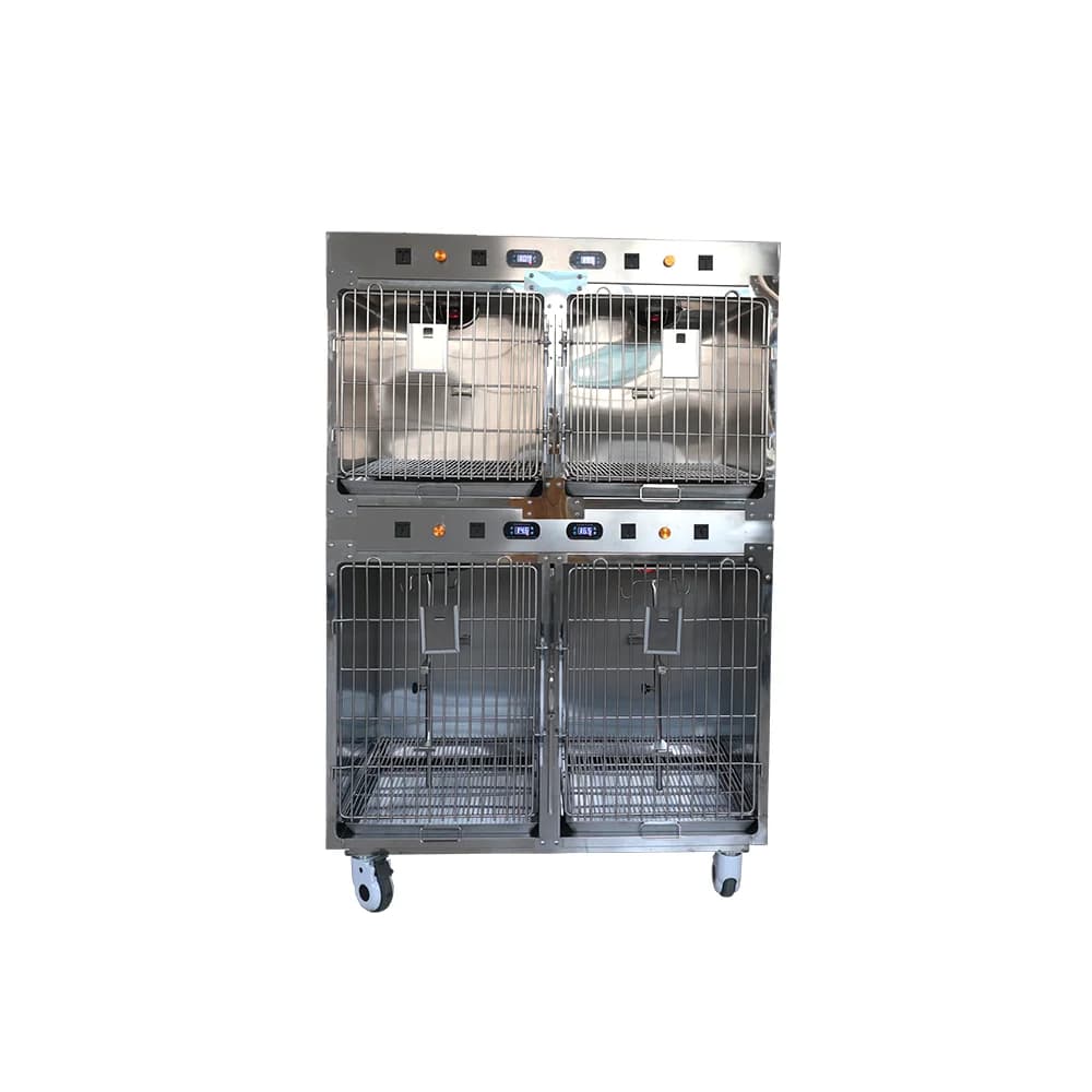 Manufacturer Stainless Steel Veterinary Instrument Warm Infrared Oxygen Chamber Cage ICU Heating Lamp Pet Dog Crate for Clinic