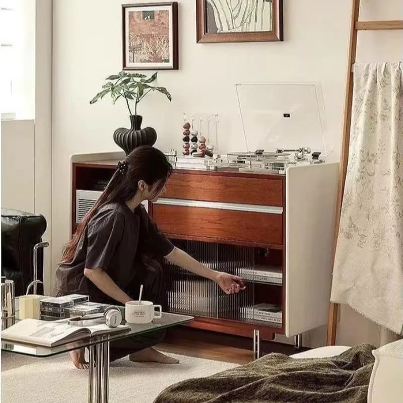 d9 French retro dining side solid wood against the wall integrated storage household drawer small apartment medium antique