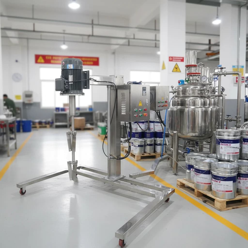 Stainless steel high-shear mixer, high-speed disperser, suitable for cream/cosmetics/paint grinding capacity, gear parts, etc.